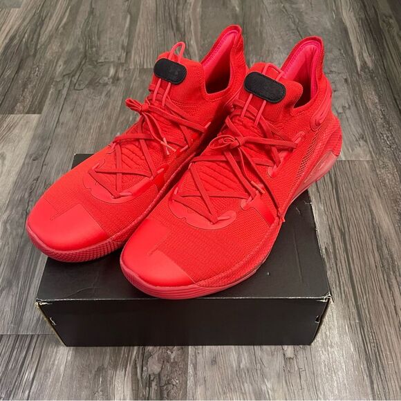 Under Armour Curry 6 Red Basketball Shoes Size 16 New - Picture 5 of 14